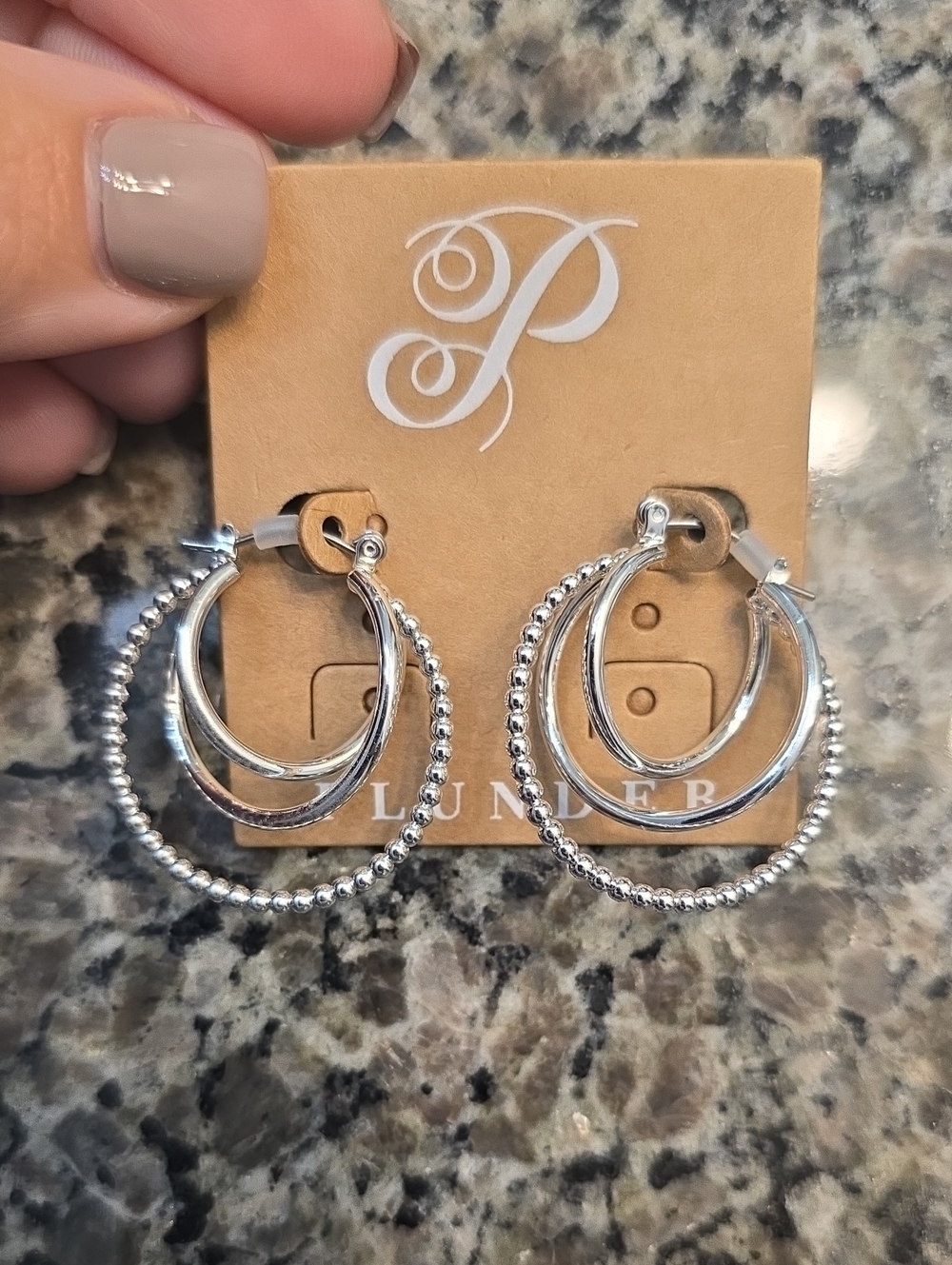 Plunder-Silver Triple-Hoop Earrings - Silver